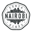 Nairobi, Kenya Stamp Skyline Postmark. Silhouette Postal Passport. City Round Vector Icon. Vintage Postage Design.