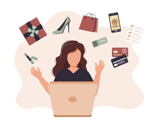 Wall Mural - On line shopping and payment Methods. Mobile payments. Pay per click and online order. Flat vector illustration