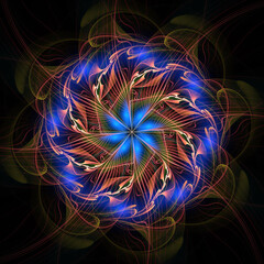 Wall Mural - abstract fractal mandala, computer-generated illustration.