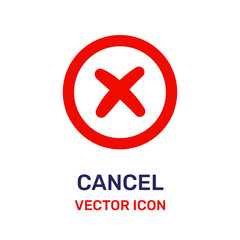Poster - Cancel red sign vector. Close cross icon.