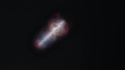 Wall Mural - flying through space by the glowing bright gas cloud in deep space. space exploring by the alien gas