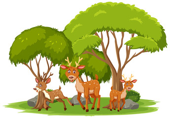 Sticker - Isolated scene with many deers