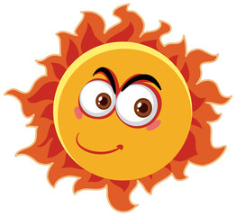  Sun cartoon character with happy face expression on white background