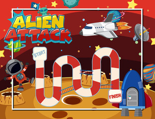 Wall Mural - Board Game for kids in outer space style template