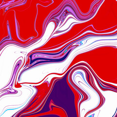 Poster - Abstract wavy vibrant facture. Splashed liquid paints. Psychedelic trippy effect. Distortion. Creative graphic design. Colorful artistic illustration. Digital art. Cover for music album. 