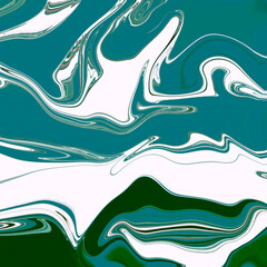 Poster - Abstract wavy vibrant facture. Splashed liquid paints. Psychedelic trippy effect. Distortion. Creative graphic design. Colorful artistic illustration. Digital art. Cover for music album. 
