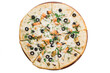 © Павел Костенко - Pizza with seafood on wooden plate isolated on white background
