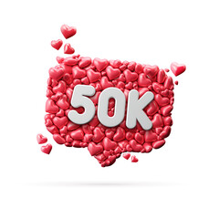 Sticker - 50 thousand social media influencer subscribe or follow banner. 3D Rendering