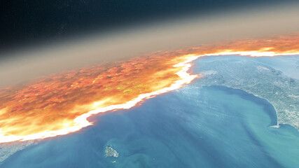 Wall Mural - Fiery hot exoplanet high resolution texture, abstract background.