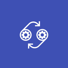 Sticker - icon with cogwheels, vector