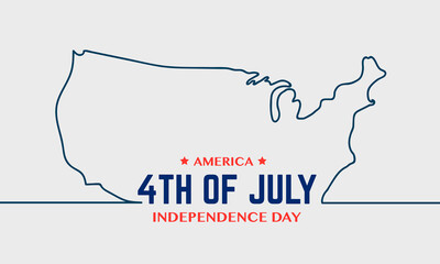 Wall Mural - America Independence Day With Line Map