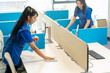Cleaners clean business premises.Cleaning and Janitorial services