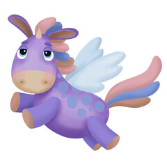  Children's illustration with a purple unicorn