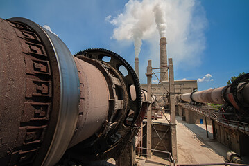 Pollution of the atmosphere and the environment by cement production in the production of cement.