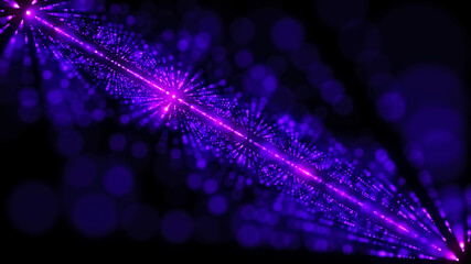 Leinwandbilder - Abstract digital background. Moving futuristic dots and lines. Big data. Digital technology. Seamless loop. 3d rendering.