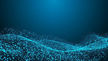 Leinwandbilder - Abstract digital background. Futuristic wave of dots and weave lines. Digital technology. 3d rendering.