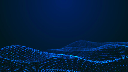 Leinwandbilder - Abstract digital background. Futuristic wave of dots and weave lines. Digital technology. 3d rendering.