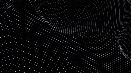 Leinwandbilder - Abstract digital background. Futuristic wave of dots and weave lines. Digital technology. 3d rendering.