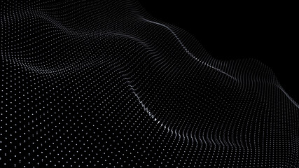 Leinwandbilder - Abstract digital background. Futuristic wave of dots and weave lines. Digital technology. 3d rendering.