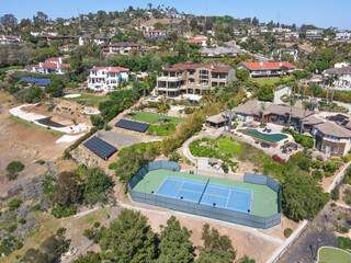 Wall Mural - Aerial view off massive expensive mansions in the valley of Carlsbad, North County San Diego, California, USA.