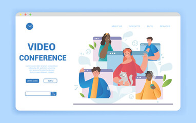Poster - diverse multiethnic team in online call
