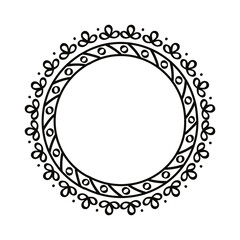 Poster - circular drawn leaves frame