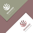 seaweed logo and icon vector with mockup illustration design template