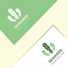 seaweed logo and icon vector with mockup illustration design template