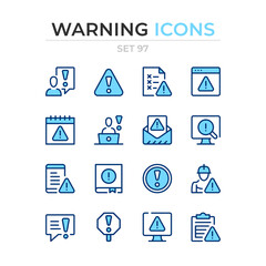 Fototapete - Warning icons. Vector line icons set. Premium quality. Simple thin line design. Modern outline symbols collection, pictograms.