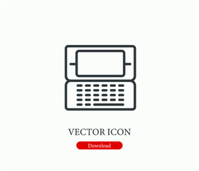 Poster - Laptop vector icon.  Editable stroke. Linear style sign for use on web design and mobile apps, logo. Symbol illustration. Pixel vector graphics - Vector