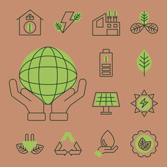 Canvas Print - thirteen bioenergy icons