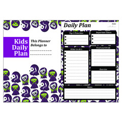 kids daily plan (kdp) with cute monster theme