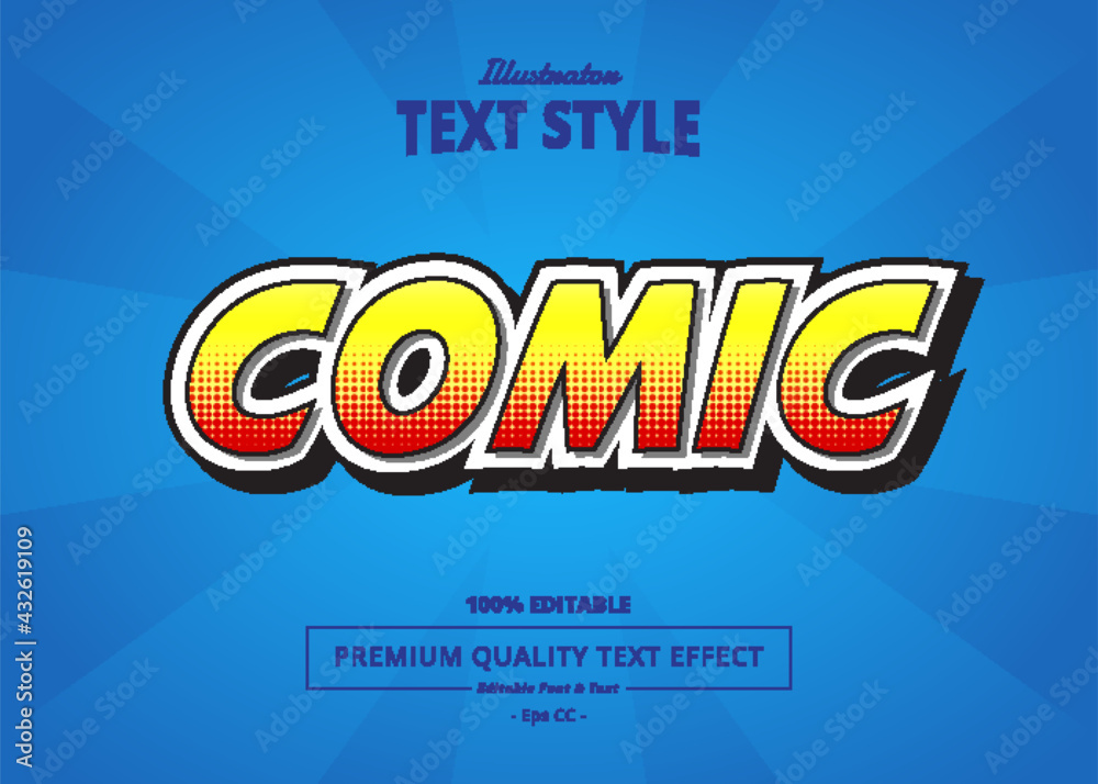 COMIC Illustrator Text Effect Stock Vector | Adobe Stock
