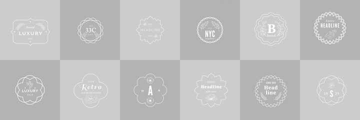 Wall Mural - set of natural business logo collection in minimal style vector template. vector with floral illustr