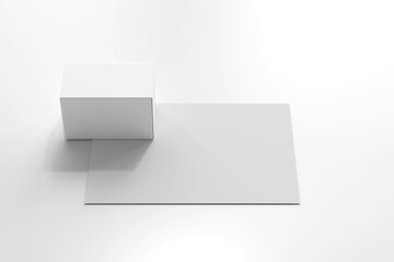 Canvas Print - Isolated Product Packaging Box with A4 Paper 3D Rendering