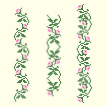 Vector Art Cross Stitch Floral Ornament