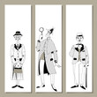 Set of 3 bookmarks with Great English detectives. Template.