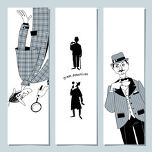 Set Of 3 Bookmarks With Great English Detectives. Template.