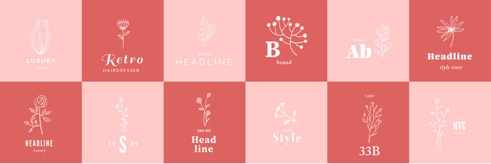 Wall Mural - set of elegant and luxury signs for beauty, natural and organic products. vector illustrations for g