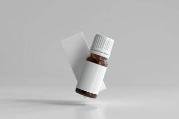 Poster - Amber Glass Medicine Bottle and Box 3D Rendering