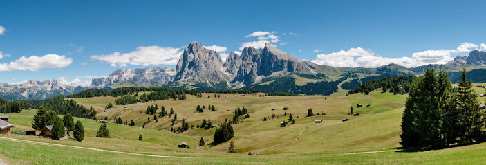 Dolomites summer panoramic mountain blu sky