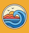© cddesign.co - Line style vector surfing badge. For t-shirt prints, posters and other uses.