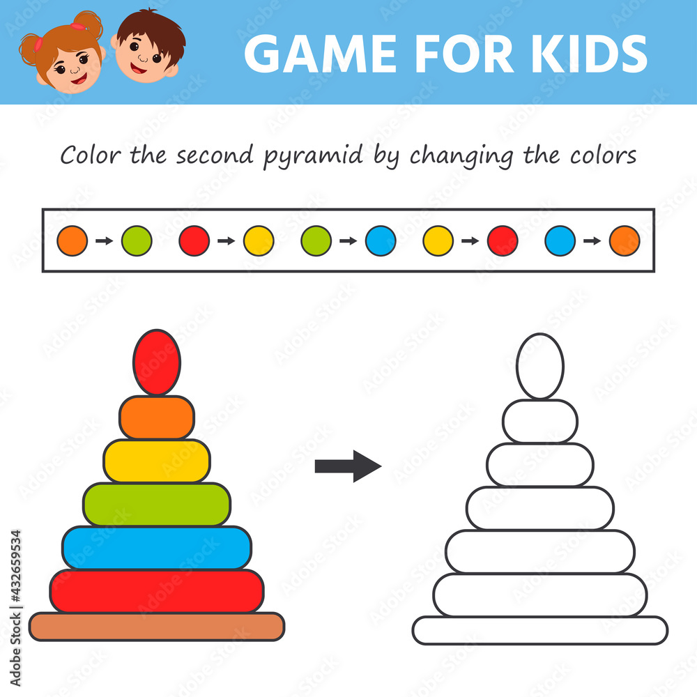 Educational game for preschool children. Vector illustration. Color the ...
