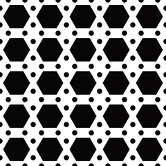 Poster - Hexagons and dots pattern. Seamless vector black shapes pattern. Vector.