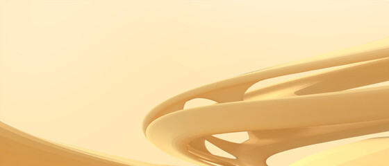 Aufkleber - Abstract Architectural background and structure concept exotic curves. technology and modern in yellow background. copy space, digital, banner, website -3d Rendering