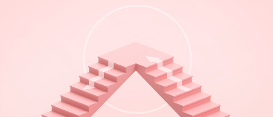 Aufkleber - Ladder and the concept of leaders with arrows. Thought courage on red background. Graphic Design, copy space, digital, banner, website -3d Rendering