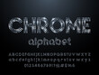 Chrome dotted glittering style alphabet design with uppercase, lowercase, numbers and symbols