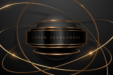 Abstract black and gold background with rings