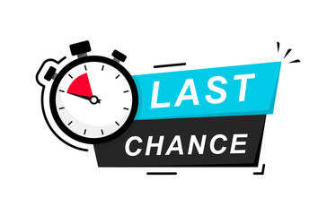 last chance icon on white background. last chance logo design with timer and text. last chance, limi