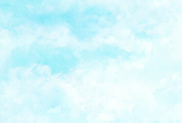 Wall Mural - blue sky and clouds, hand painted abstract watercolor background
